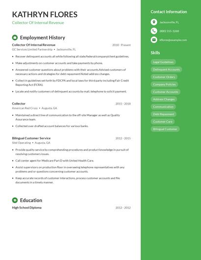 Collector Of Internal Revenue Resume