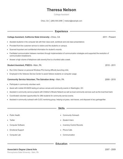 Resume example 1