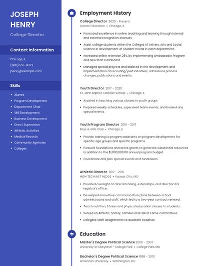 College Director Resume