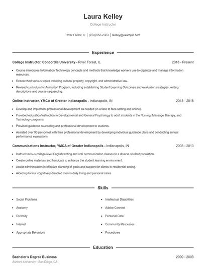 Resume example 1