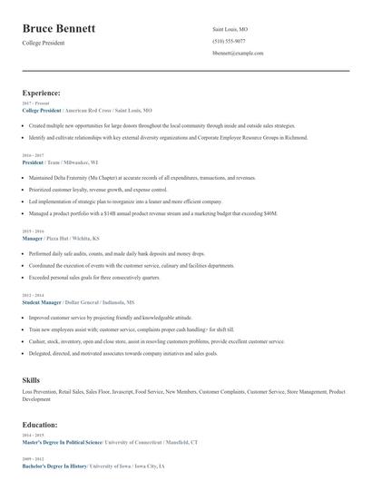 College President Resume