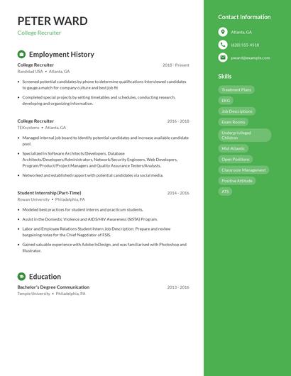 College Recruiter Resume