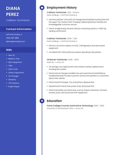Collision Technician Resume
