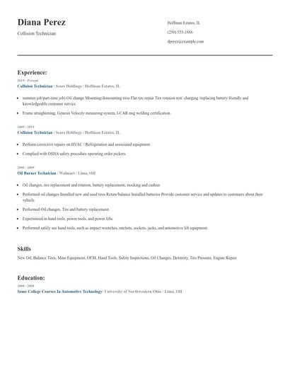 Collision Technician Resume