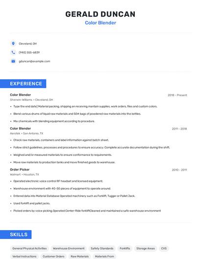 Color Blender Resume