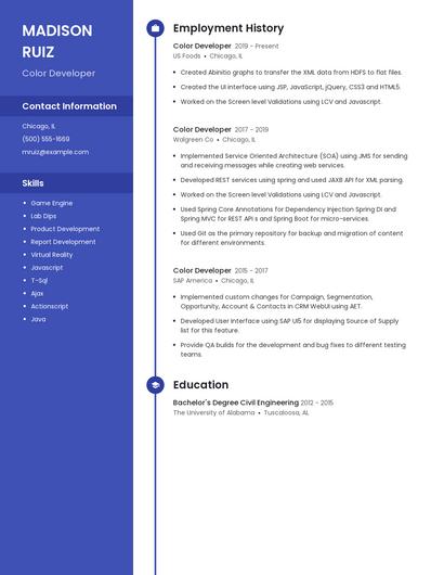 Color Developer Resume