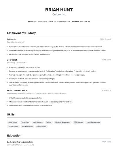 Resume example 2