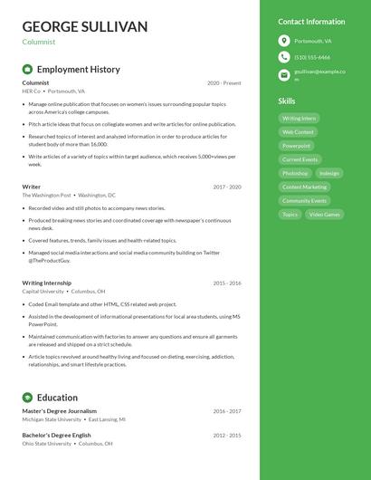 Resume example 4