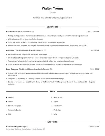 Resume example 1