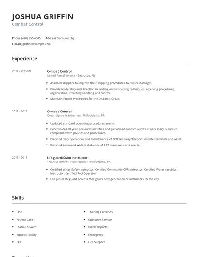 Combat Control Resume