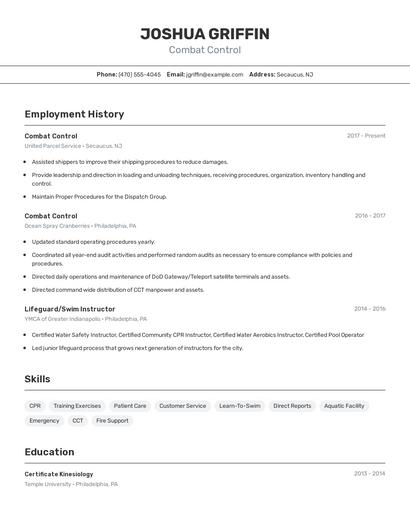 Combat Control Resume