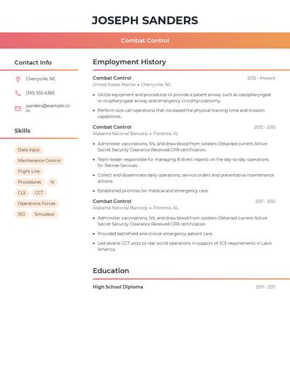Combat Control Resume
