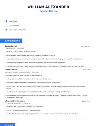 Combat Control Resume