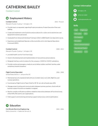 Combat Control Resume