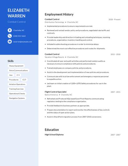 Combat Control Resume