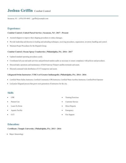 Combat Control Resume