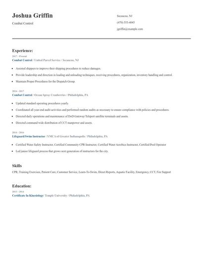 Combat Control Resume