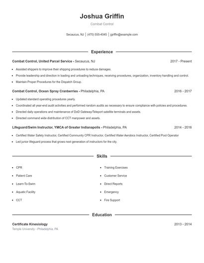 Combat Control Resume