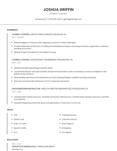 Combat Control Resume