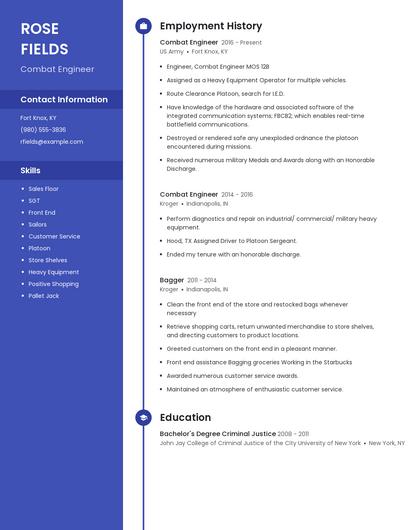 Combat Engineer Resume
