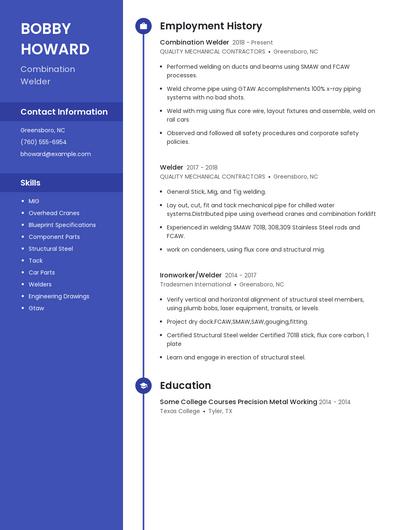 Combination Welder Resume