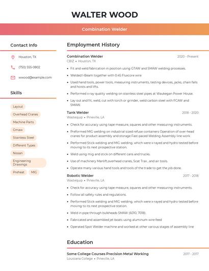 Combination Welder Resume