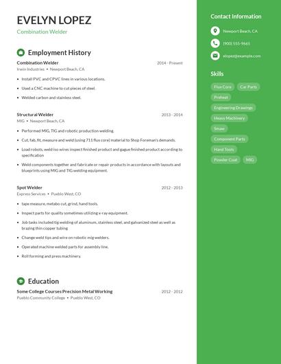 Combination Welder Resume