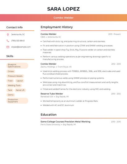 Combo Welder Resume