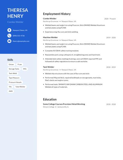 Combo Welder Resume