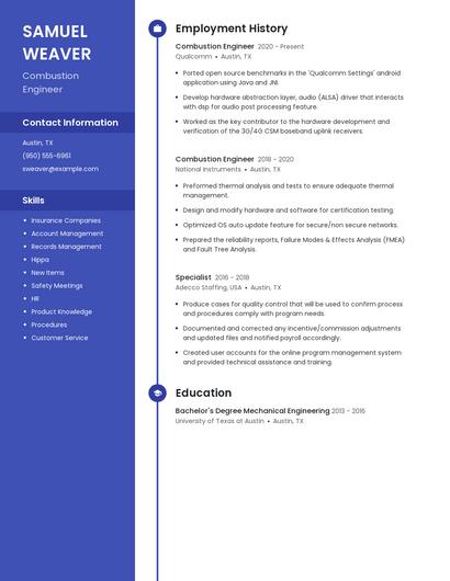 Combustion Engineer Resume