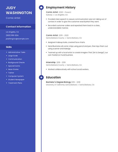 Comic Artist Resume
