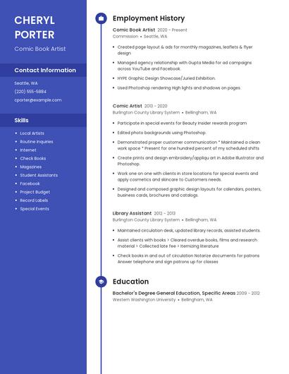 Comic Book Artist Resume