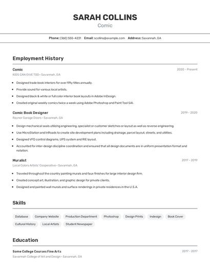 Comic Resume