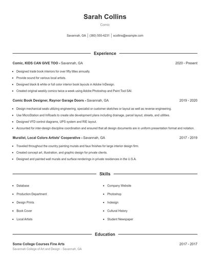 Comic Resume