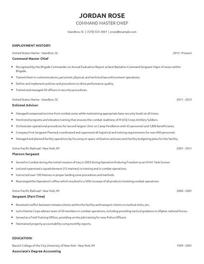 Command Master Chief Resume