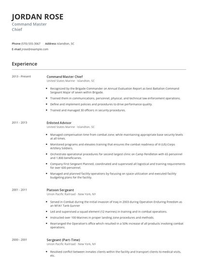 Command Master Chief Resume