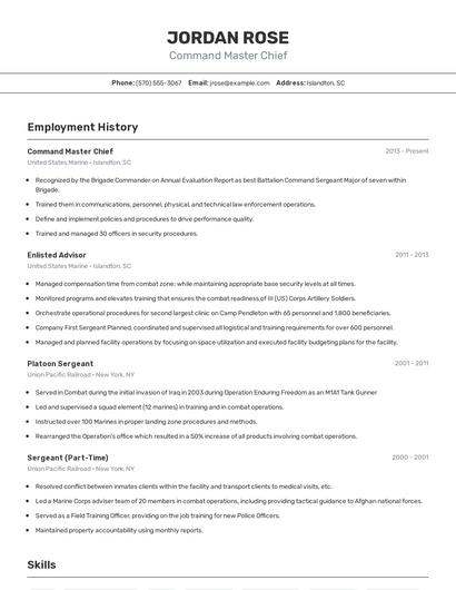 Command Master Chief Resume