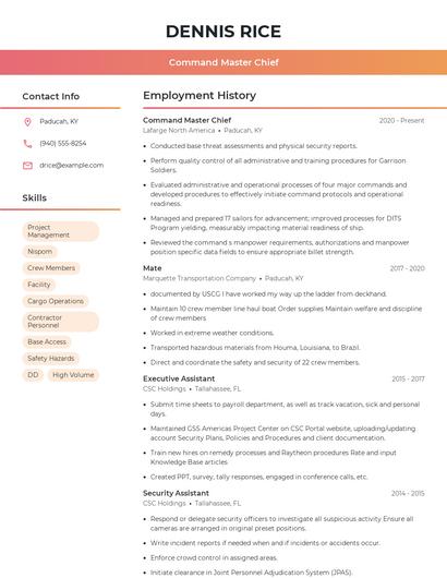 Command Master Chief Resume