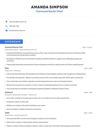 Command Master Chief Resume