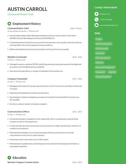 Command Master Chief Resume