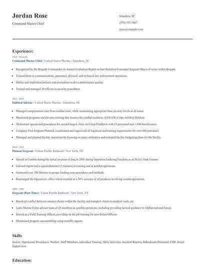 Command Master Chief Resume