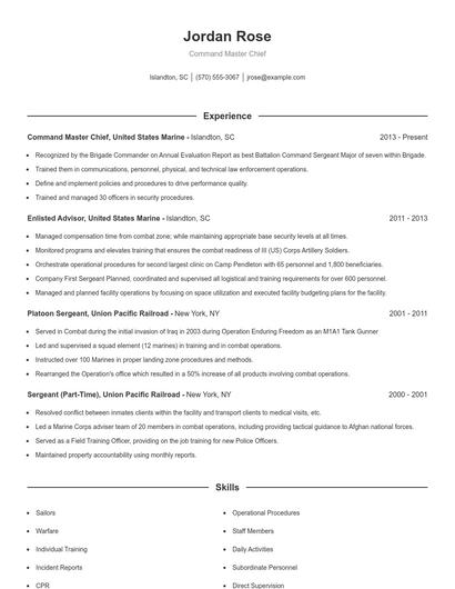 Command Master Chief Resume