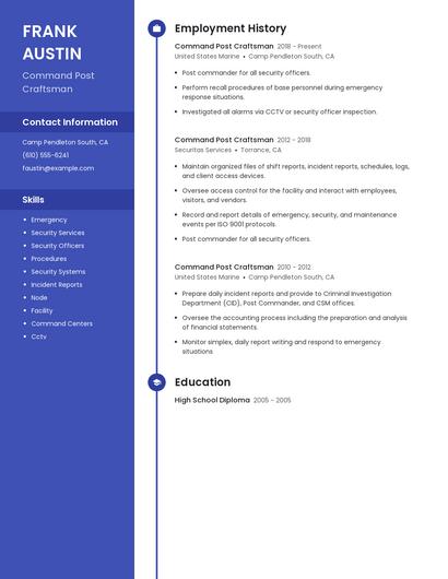 Command Post Craftsman Resume