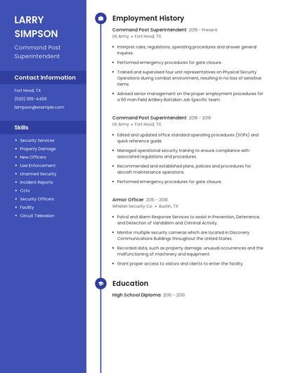Command Post Superintendent Resume