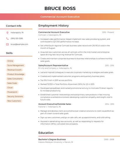 Commercial Account Executive Resume