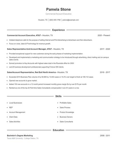 Commercial Account Executive Resume