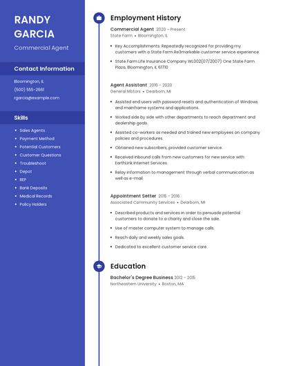 Commercial Agent Resume