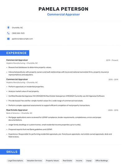 Commercial Appraiser Resume