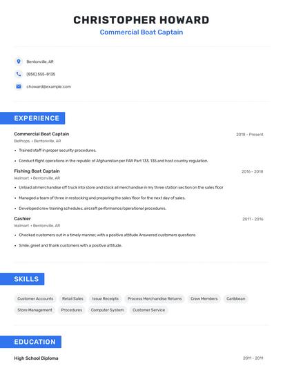 Commercial Boat Captain Resume