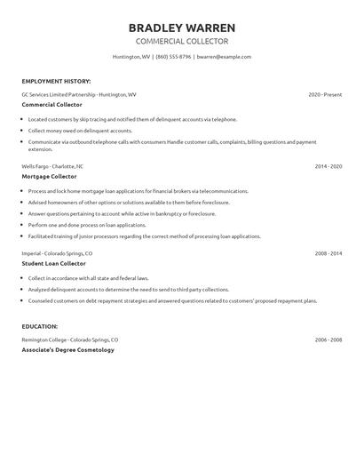 Commercial Collector Resume